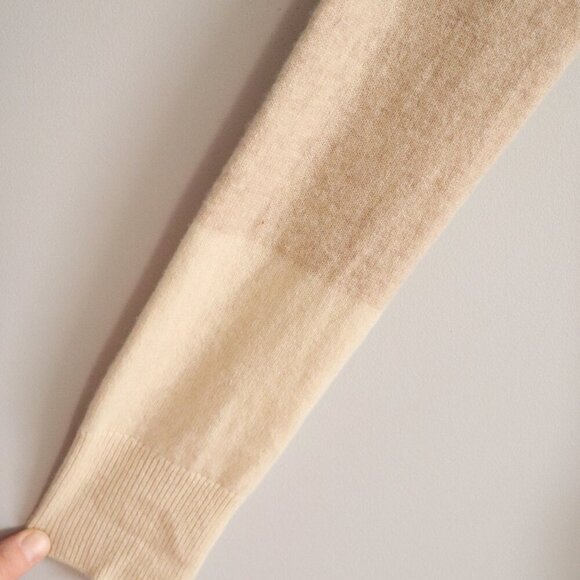 Club Monaco Women's Sz S Cream 100% Cashmere Side Slit Ribbed Crew Sweater‎ - Picture 7 of 12